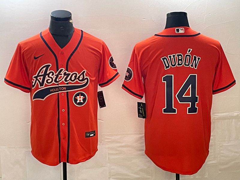 Men Houston Astros 14 Dubon Orange Nike Co Branding Game MLB Jersey style 3